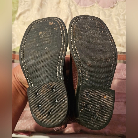 💙Old West Brown Leather Camo Square Toe Cowboy Boots  Sz. 9 Style BSC1816💛 - Picture 7 of 13